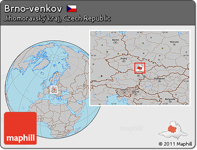 Gray Location Map of Brno-venkov, highlighted parent region