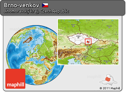 Physical Location Map of Brno-venkov, highlighted country