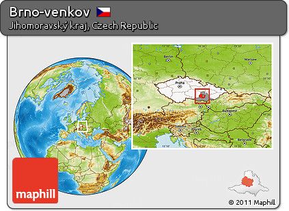 Physical Location Map of Brno-venkov, highlighted country, highlighted parent region
