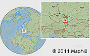 Savanna Style Location Map of Brno-venkov, highlighted parent region, hill shading