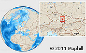 Shaded Relief Location Map of Brno-venkov, highlighted parent region