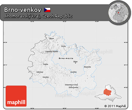 Silver Style Map of Brno-venkov, single color outside