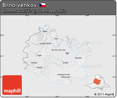 Silver Style Map of Brno-venkov, single color outside