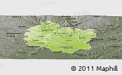 Physical Panoramic Map of Brno-venkov, darken, semi-desaturated