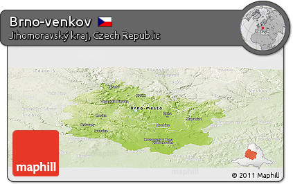Physical Panoramic Map of Brno-venkov, lighten