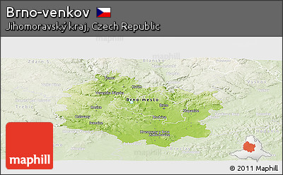 Physical Panoramic Map of Brno-venkov, lighten