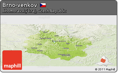Physical Panoramic Map of Brno-venkov, lighten