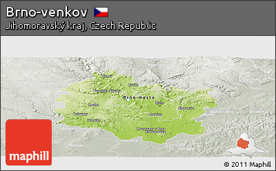 Physical Panoramic Map of Brno-venkov, lighten, semi-desaturated