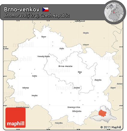 Classic Style Simple Map of Brno-venkov