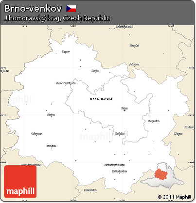 Classic Style Simple Map of Brno-venkov