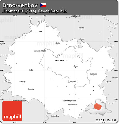 Silver Style Simple Map of Brno-venkov