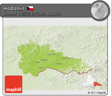 Physical 3D Map of Hodonín, lighten