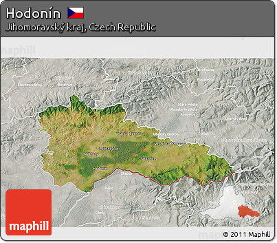 Satellite 3D Map of Hodonín, lighten, semi-desaturated