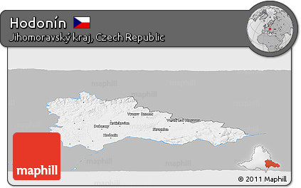 Gray Panoramic Map of Hodonín, single color outside