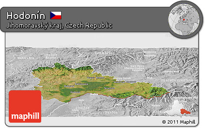 Satellite Panoramic Map of Hodonín, lighten, desaturated