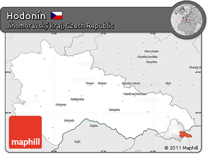 Silver Style Simple Map of Hodonín