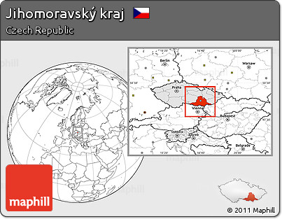 Blank Location Map of Jihomoravský Kraj, highlighted country