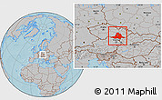 Gray Location Map of Jihomoravský kraj, hill shading