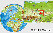 Physical Location Map of Jihomoravský kraj, within the entire country