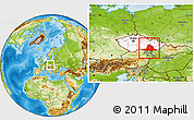 Physical Location Map of Jihomoravský kraj, highlighted country, within the entire country