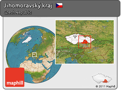 Satellite Location Map of Jihomoravský Kraj, highlighted country