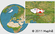 Satellite Location Map of Jihomoravský kraj, highlighted country