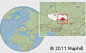 Savanna Style Location Map of Jihomoravský kraj, highlighted country, hill shading
