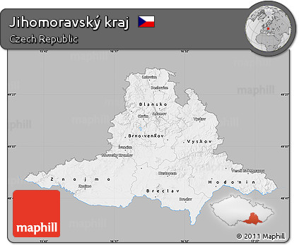 Gray Map of Jihomoravský Kraj, single color outside