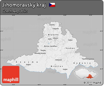 Gray Map of Jihomoravský Kraj, single color outside