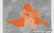 Political Shades Map of Jihomoravský kraj, desaturated