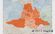 Political Shades Map of Jihomoravský kraj, lighten, semi-desaturated
