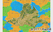 Satellite Map of Jihomoravský kraj, political outside