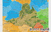 Satellite Map of Jihomoravský kraj, political shades outside