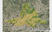 Satellite Map of Jihomoravský kraj, semi-desaturated