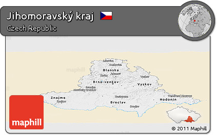 Classic Style Panoramic Map of Jihomoravský Kraj, single color outside
