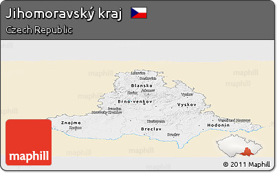 Classic Style Panoramic Map of Jihomoravský Kraj, single color outside