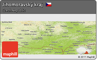 Physical Panoramic Map of Jihomoravský Kraj