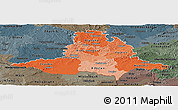 Political Shades Panoramic Map of Jihomoravský kraj, darken, semi-desaturated