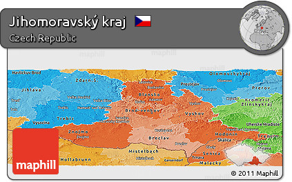Political Shades Panoramic Map of Jihomoravský Kraj