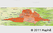Political Shades Panoramic Map of Jihomoravský kraj, physical outside