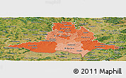 Political Shades Panoramic Map of Jihomoravský kraj, satellite outside