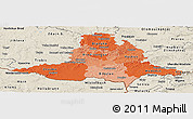 Political Shades Panoramic Map of Jihomoravský kraj, shaded relief outside