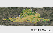 Satellite Panoramic Map of Jihomoravský kraj, darken, semi-desaturated