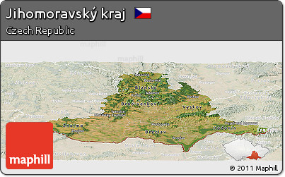 Satellite Panoramic Map of Jihomoravský Kraj, lighten