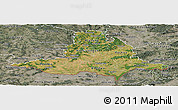 Satellite Panoramic Map of Jihomoravský kraj, semi-desaturated