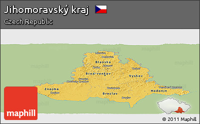 Savanna Style Panoramic Map of Jihomoravský Kraj, single color outside