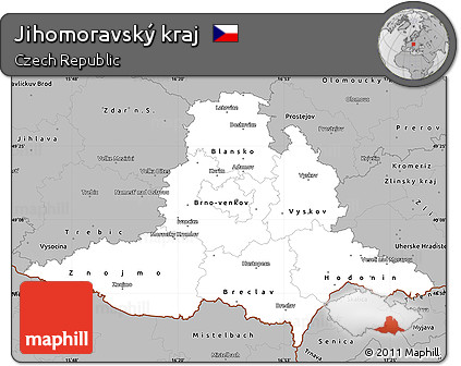 Gray Simple Map of Jihomoravský Kraj
