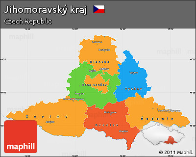 Political Simple Map of Jihomoravský Kraj, single color outside