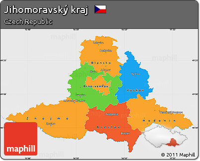Political Simple Map of Jihomoravský Kraj, single color outside