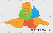 Political Simple Map of Jihomoravský kraj, single color outside